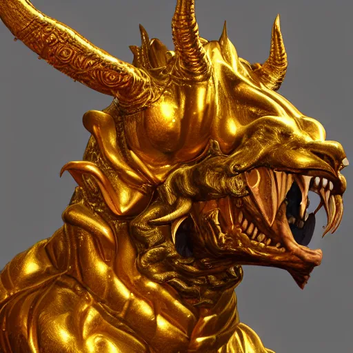 Image similar to detailed golden medalion of Behemoth, epic artwork, close up, trending on Artstation