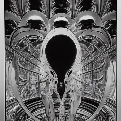 Prompt: alien breeding chambers, modern art installation, moma, extremely detailed, black and white photograph, by james jean and alphonse mucha and artgerm, 8 k