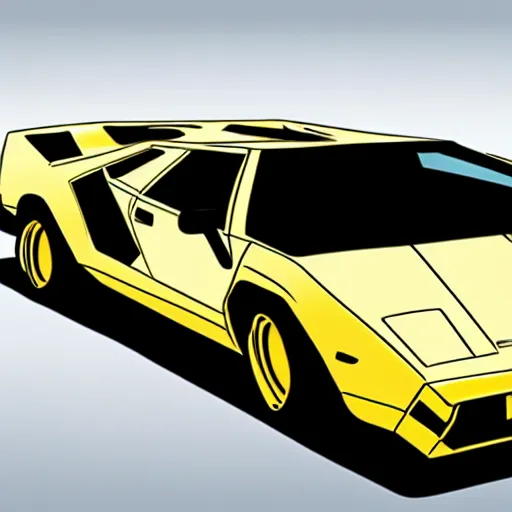 Image similar to Lamborghini Countach, cartoonish, cartoon,