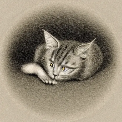 Image similar to “a cat in field in the style of Mezzotint”