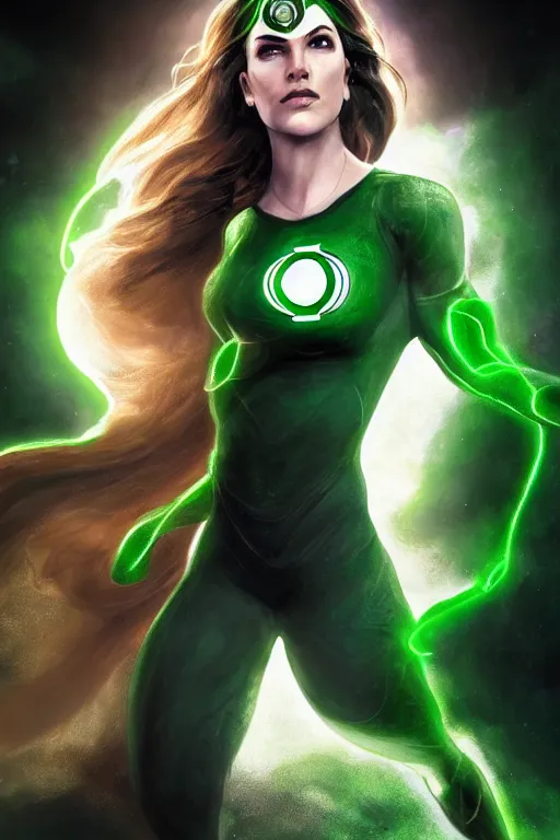 Image similar to Majestic and regal portrait of a female Green Lantern, DC universe, Perfect face, beautiful, intricate, epic, elegant, menacing, fantasy, highly detailed, digital painting, hard focus, beautiful volumetric lighting, epic light, ultra detailed, by Leesha Hannigan, Ross Tran, Thierry Doizon, Kai Carpenter, Ignacio Fernández Ríos