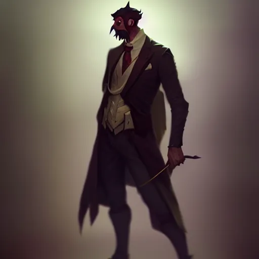 Prompt: a full body gentleman from league of legends, dark fantasy, greg rutkowski, artstation, ambient lighting, digital painting