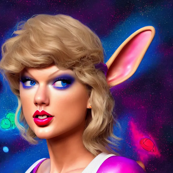 Image similar to portrait of Taylor Swift as Lola Bunny in Space Jam. HD, 4K. intricate abstract. intricate artwork. by Tooth Wu, wlop, beeple, dan mumford. octane render, trending on artstation, greg rutkowski very coherent symmetrical artwork. cinematic, hyper realism, high detail, octane render, 8k, iridescent accents