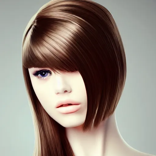 Image similar to very pretty model, highly detailed, sharp focus, realistic, shorter hair