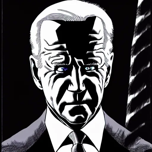 Image similar to Joe Biden looking sinister, by Tsutomu Nihei, highly detailed