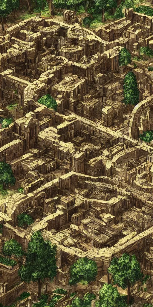 Prompt: sprawling roman city built at the base of a collosal tree, wide shot, digital art, detailed, fantasy