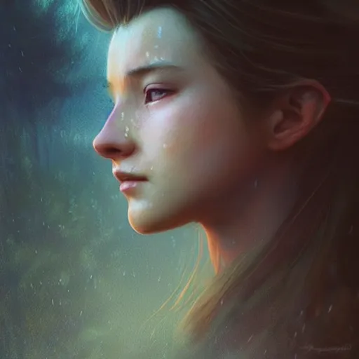 Prompt: Beautiful aesthetically pleasing Aerith Gainsborough portrait, face centered portrait, Confident, fog, rain, volumetric lighting, beautiful, golden hour, sharp focus, ultra detailed, conceptartworld by Leesha Hannigan, Ross Tran, Thierry Doizon, Kai Carpenter,Ignacio Fernández Ríos