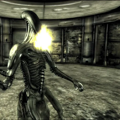 Image similar to Xenomorph in Fallout 3, screenshot, gameplay