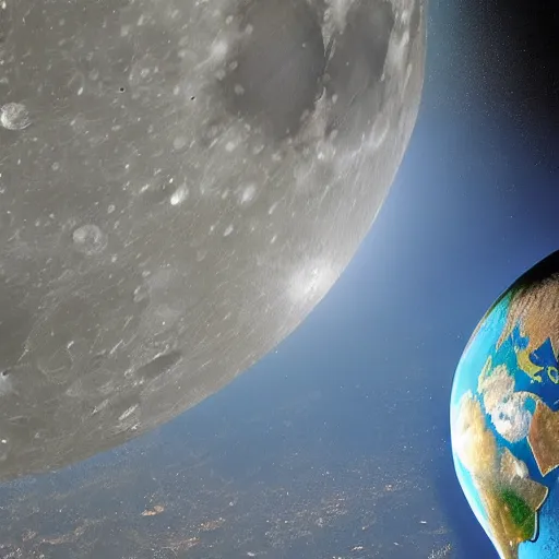 Image similar to real photo from nasa, moon collide with earth