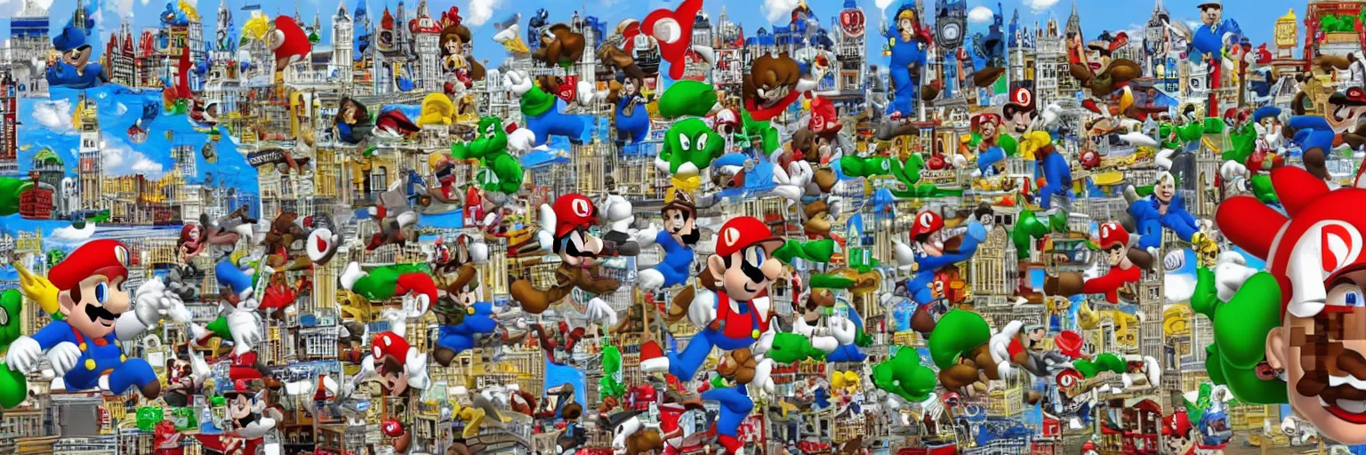 Image similar to london in style of super mario,