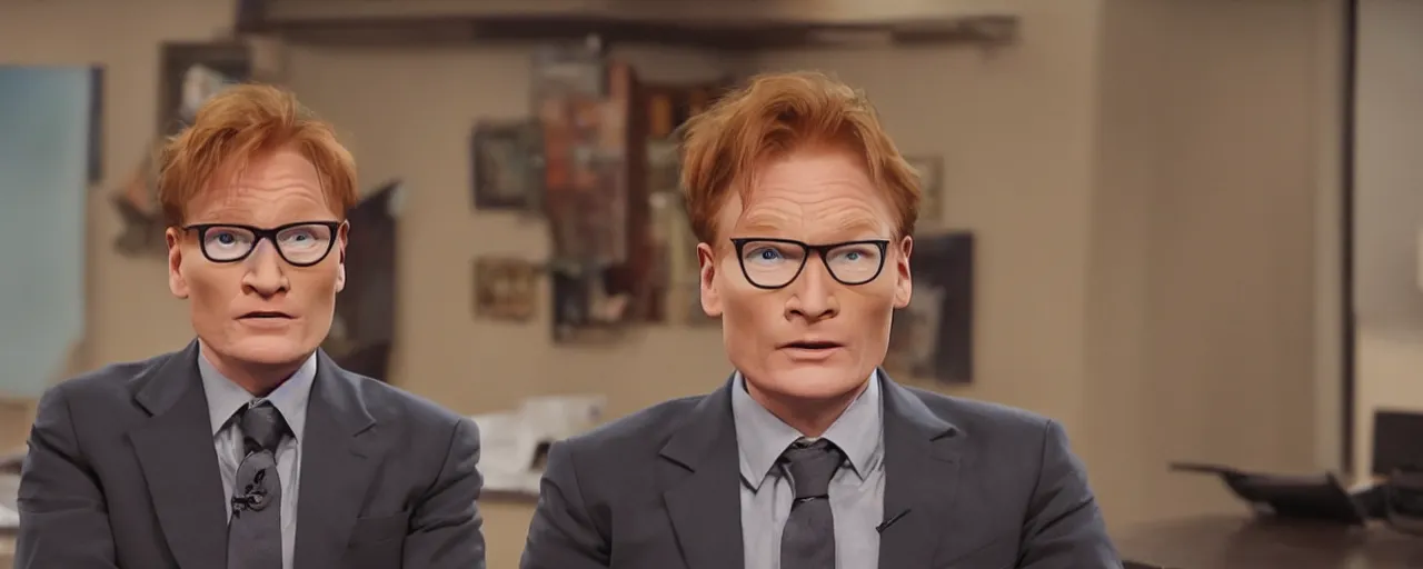 Image similar to conan obrien in the office season 2, intrincate details, digital art, octane renderer