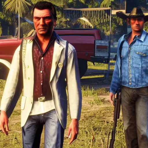 Image similar to Tommy Vercetti in Red Dead Redemption 2