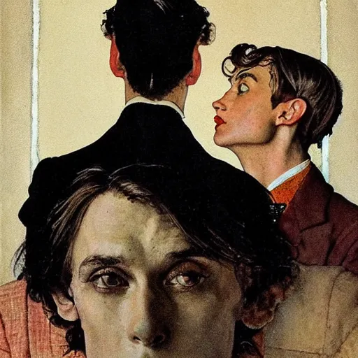 Image similar to dorian gray illustrated by norman rockwell