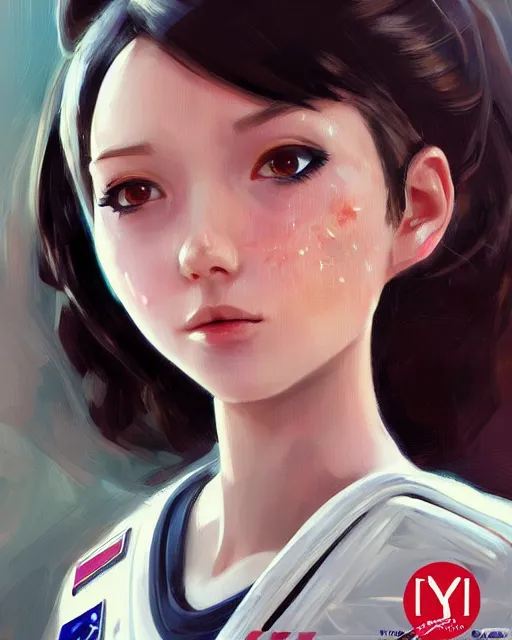 Image similar to portrait Anime astronaut girl cute-fine-face, pretty face, realistic shaded Perfect face, fine details. Anime. realistic shaded lighting by Ilya Kuvshinov Giuseppe Dangelico Pino and Michael Garmash and Rob Rey, IAMAG premiere, WLOP matte print, cute freckles, masterpiece