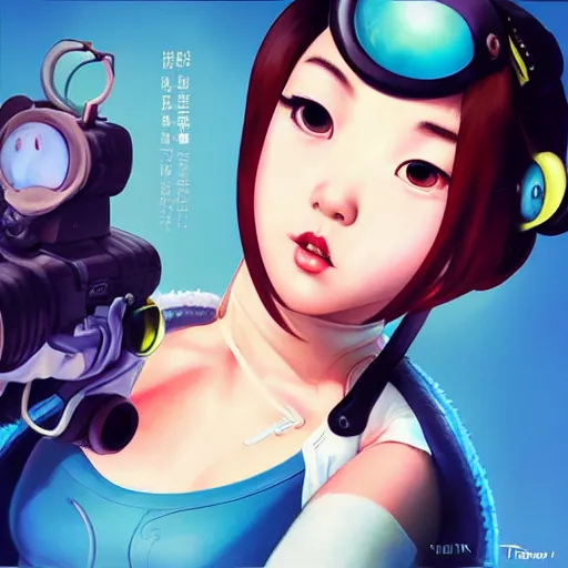 Image similar to lofi portrait of mei from overwatch, Pixar style, by Tristan Eaton Stanley Artgerm and Tom Bagshaw.