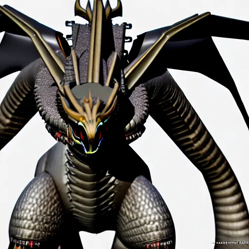 Image similar to mechanical dragon costume, photorealistic, unreal engine, 3D