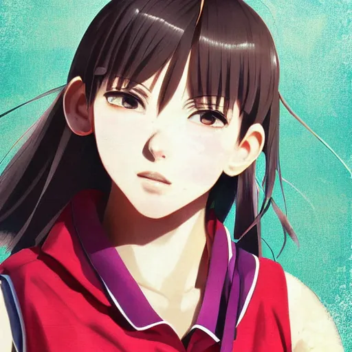 Image similar to a high detail portrait of high school girl by makoto sinkai, in simple background, by CLIP STADIO