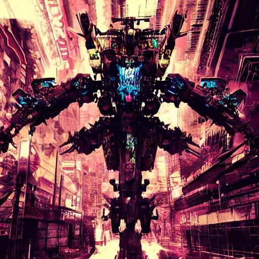 Image similar to demon mecha satanic hyperviolent siconolfi inward unreal engine 5 volumetric lighting beautiful photography psychedelic horror art destruction of city fire death satanic hyperviolent hypergore hyperdetailed gruesome photo - realistic by yoji shinkawa apophasis victo ngai godmachine vektro 3 d blender model incredible coherence coherent