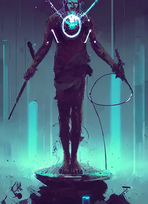 Prompt: shiva, god of cyber destruction, by ismail inceoglu