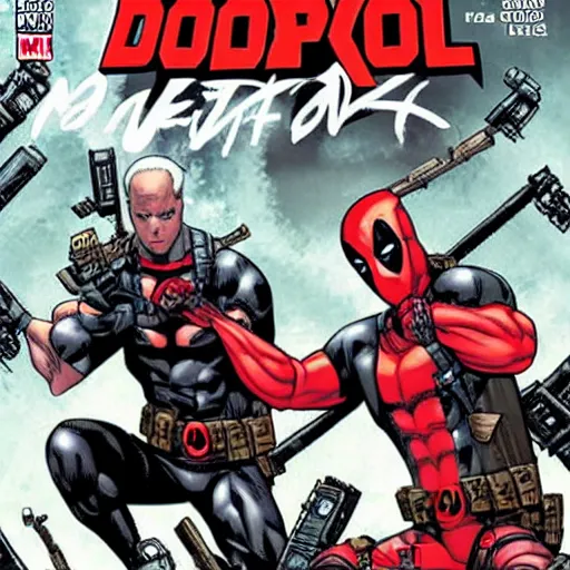 Prompt: comic book cover the deadpool twins in matrix town starring deadpool and the other guy from that show about deadpool by the artist jim lee