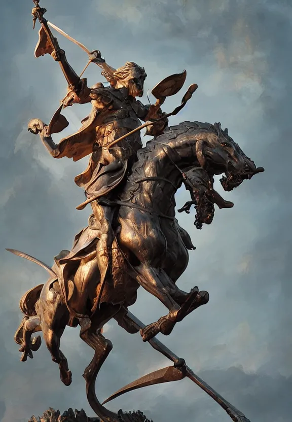 Prompt: [A sculpture of St.Georges slaying the dragon. Soviet!!!! Propaganda!!!! poster!!!!!!!!!!, promotional poster, advertising, composition, graphic design, elegant, highly detailed, digital painting, artstation, concept art, matte, sharp focus, illustration, octane render, unreal engine, photography]