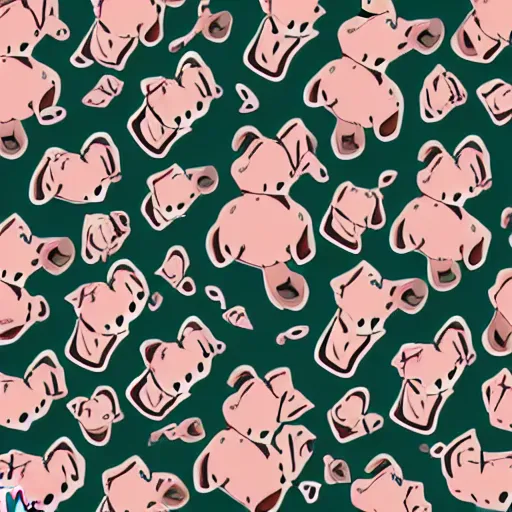 Prompt: random pig pattern 2d flat cell shaded