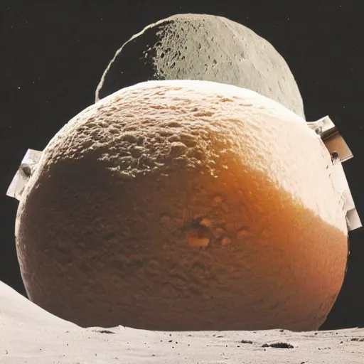 Prompt: photo of a moonbase built into an enormous very large raw chicken on the moon