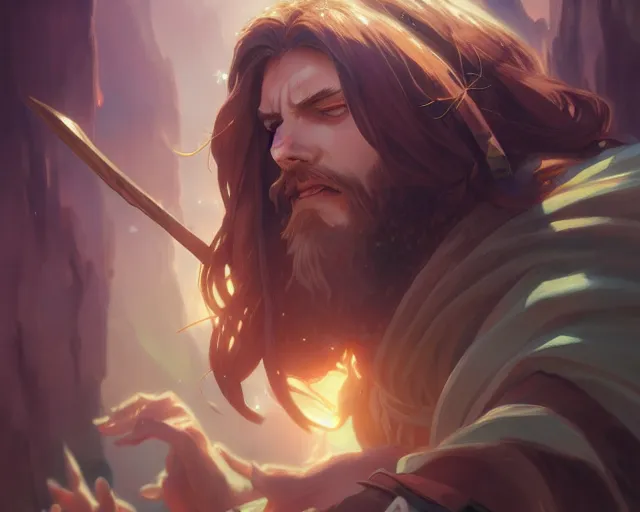 Image similar to photography of jesus christ shooting anime characters, deep focus, d & d, fantasy, intricate, elegant, highly detailed, digital painting, artstation, concept art, matte, sharp focus, illustration, hearthstone, art by artgerm and greg rutkowski and alphonse mucha