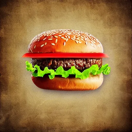 Image similar to a hamburger, on a bun, with cheese, lettuce and tomato, entirely made out of music. Surrealist art studio photography