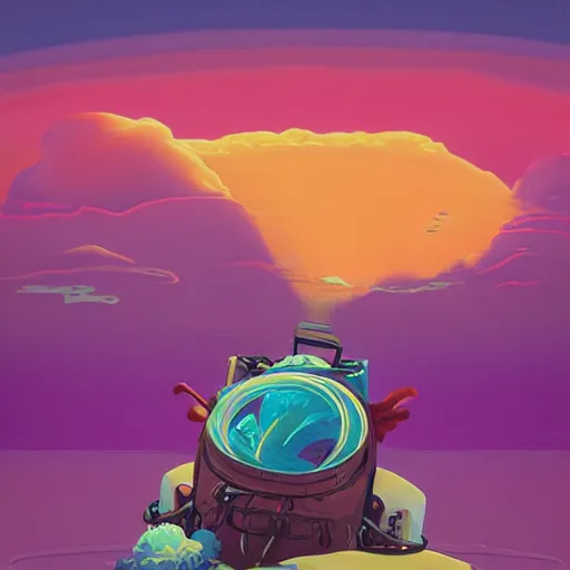 Prompt: excited wavy land backpack tequila, by beeple and simon bisley, tarot card, 2 d game art