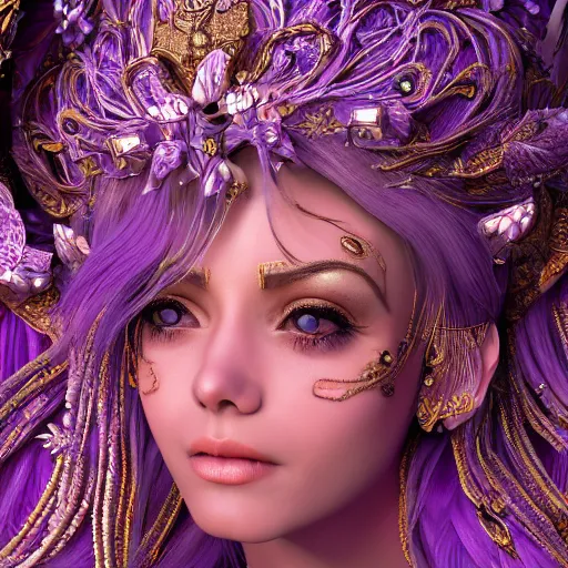 Prompt: princess of amethyst, ornate and intricate, hyper detailed, stunning, surreal, 4 k, octane render