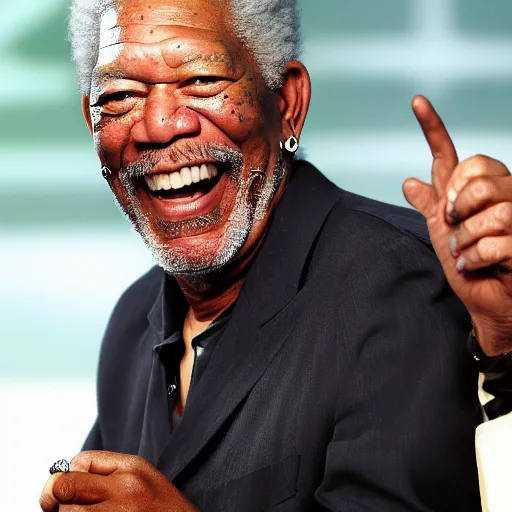 Prompt: Morgan freeman popping a cap in ones hiney