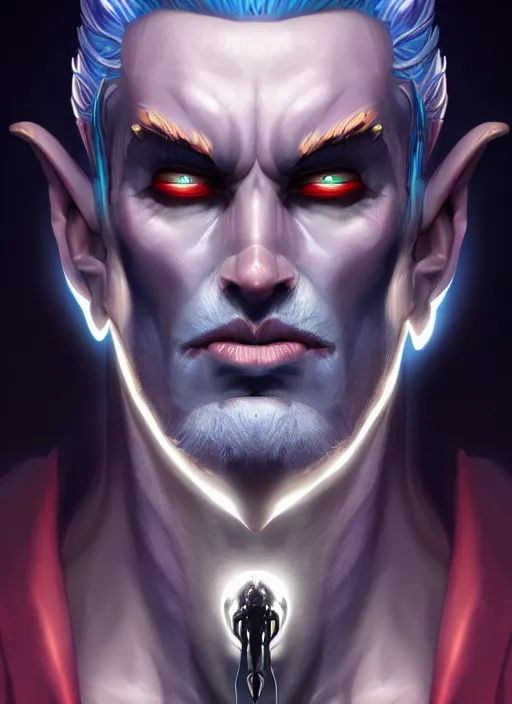 Image similar to the god hades, male, portrait, sharp focus, digital art, concept art, dynamic lighting, subsurface scattering, photoreal, trending on artstation, by emylie boivin, artgerm and rossdraws