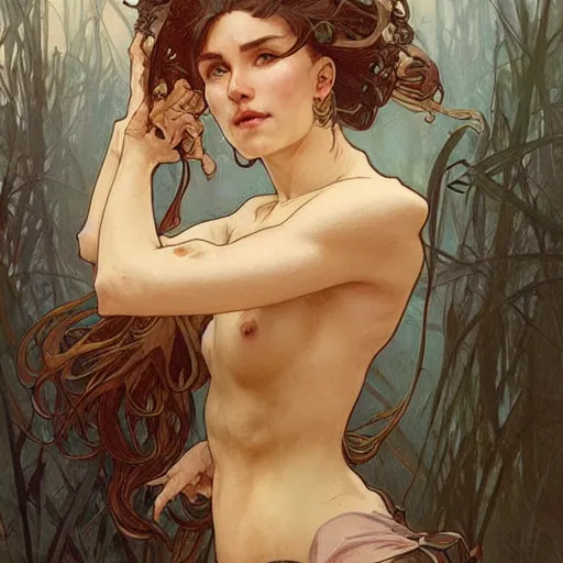 Image similar to hairy woman's armpit, by artgerm, greg rutkowski and alphonse mucha, concept art, matte, intricate, epic composition
