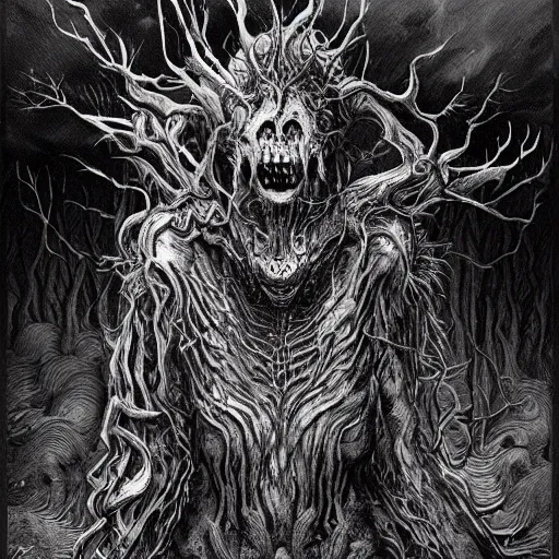 Image similar to a strange eerie magical scary creature in an eerie uncanny hell, transluscent neon, horror, concept art, detailed, intricate, award - winning, cinematic, by kentaro miura