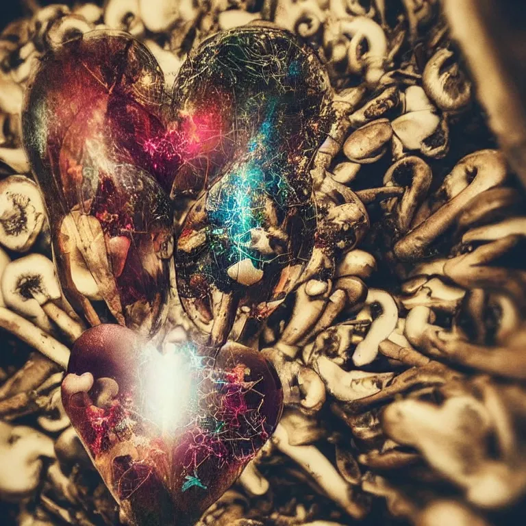 Image similar to double exposure of love, symbols of live, explosion, love is the most relevant theme, love is infinity, love is begin of all, 8 k resolution, artistic mode, artistic, trending on instagram, long exposure, love art, serious, fantasy and dreams vibes, mushrooms style and macro style, spawn, spruce vibes