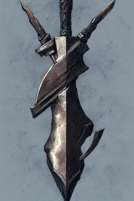 Prompt: item concept art of metallic shadow axe art by artgerm and Craig Mullins, James Jean, Andrey Ryabovichev, Mark Simonetti and Peter Morbacher 16k