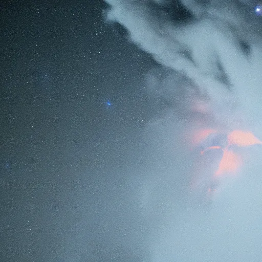 Image similar to found footage of explosion in the sky, 4 k, night, fog