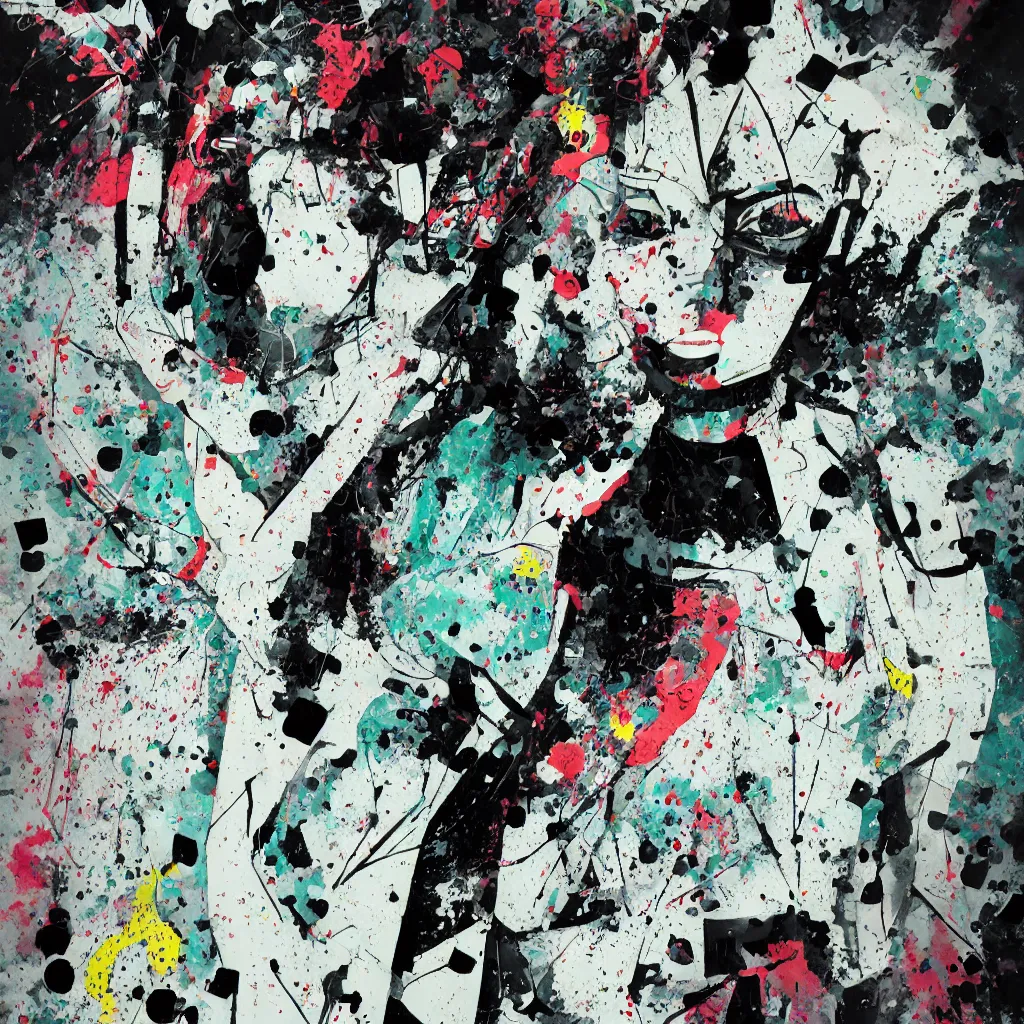Image similar to girl figure, abstract, jet set radio artwork, ryuta ueda artwork, cryptic, rips, spots, asymmetry, stipple, lines, splotch, color tearing, pitch bending, stripes, dark, ominous, eerie, hearts, minimal, points, technical, circuits, old painting, natsumi mukai artwrok, folds
