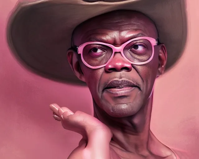 Image similar to photography of samuel l jackson in a pink ballerina outfit, medium body shot, deep focus, d & d and mtg, fantasy, intricate, elegant, highly detailed, digital painting, artstation, concept art, matte, sharp focus, illustration, hearthstone, art by artgerm and greg rutkowski and alphonse mucha