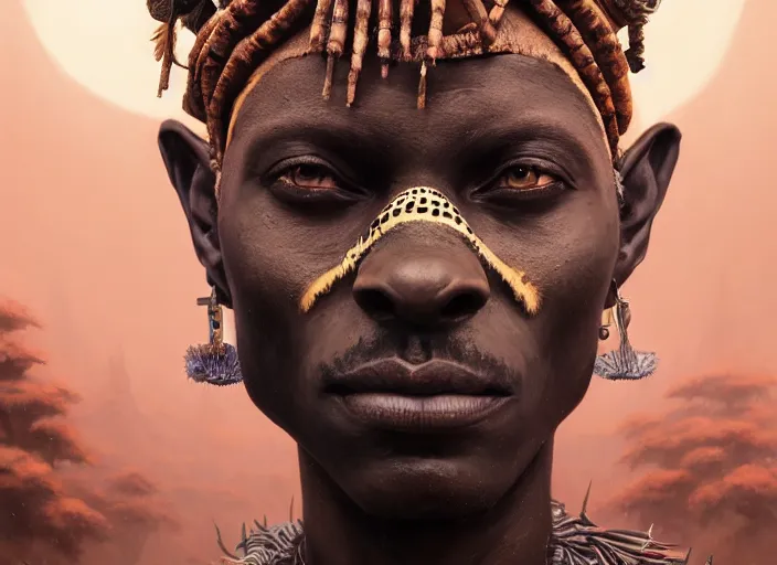 Prompt: highly detailed surreal vfx portrait portrait of an ancient magical voodoo mask tribal afrikan, stephen bliss, unreal engine, fantasy art by greg rutkowski, loish, rhads, ferdinand knab, makoto shinkai and lois van baarle, ilya kuvshinov, rossdraws, tom bagshaw, global illumination, radiant light, detailed and intricate environment