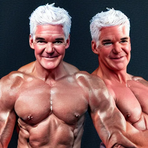 Prompt: Philip schofield with the physique of a body builder, photorealistic, highly detailed, 4k, digital painting,