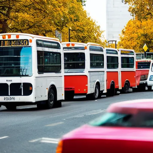 Image similar to car surrounded by busses