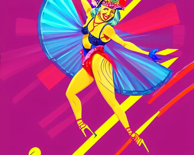 Prompt: britney spears as a cancan dancer in art deco style, hyper realistic, artstation, illustration, digital paint, matte paint, vivid colors, bright, cheerful, detailed and intricate environment