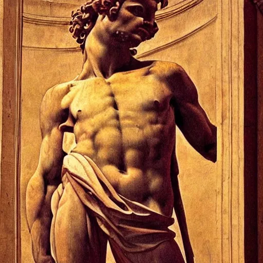 Prompt: Michelangelo's painting of David
