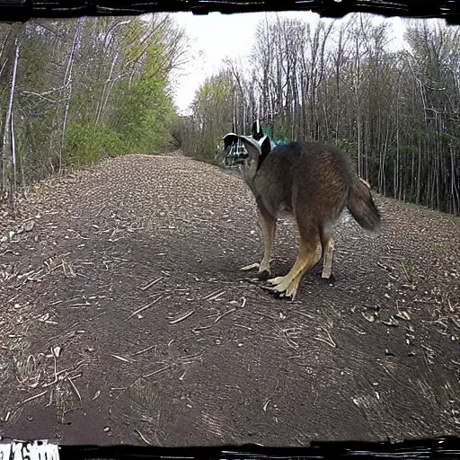 Prompt: trailcam photo of an unimaginable horror