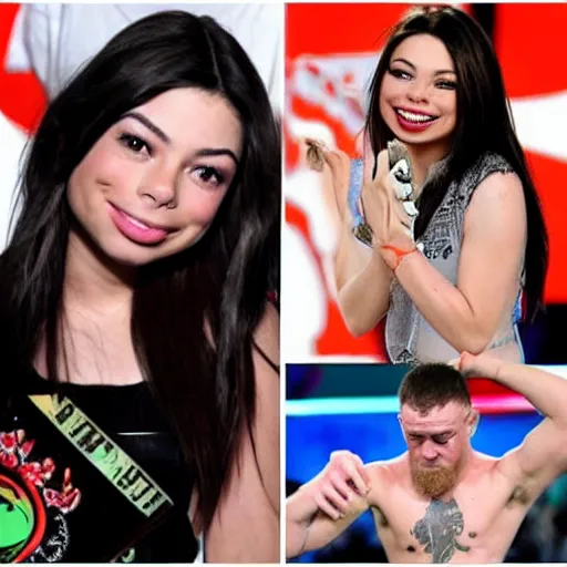 Image similar to miranda cosgrove as carly shay fights conor mcgregor