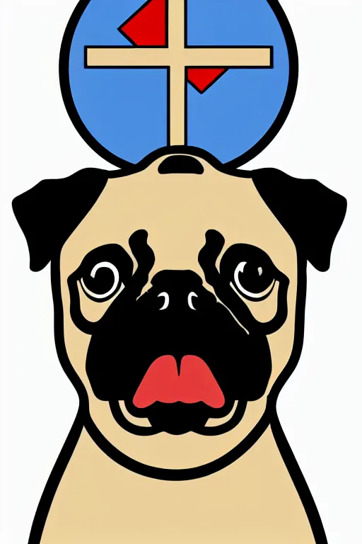 Image similar to Portrait of a pug as the pope, medieval, sticker, colorful, illustration, highly detailed, simple, smooth and clean vector curves, no jagged lines, vector art, smooth