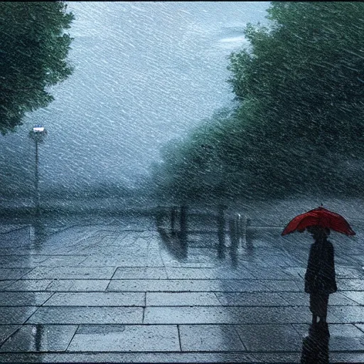 Prompt: rain, pattern, highly detailed, makoto shinkai