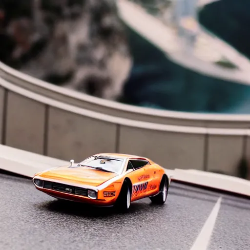 Prompt: 3 5 mm photo of marcello gandini design car like hot wheels model, monaco background, epic cinematic